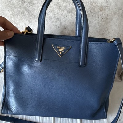 Prada Blue Safiano leather