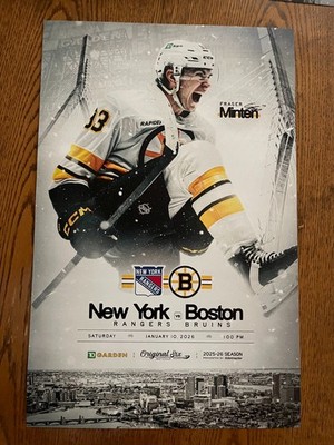 2026 FRASER MINTEN WINTER WHITES LINEUP POSTER BRUINS VS RANGERS 1/10/26
