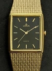 Vtg New 1988 LORUS Seiko Tank Men's 34mm Quartz Watch Gold Case Bracelet Black