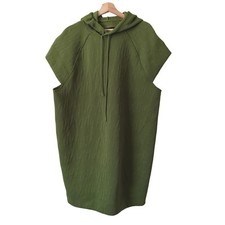 Yitty Womens Hooded Sweatshirt Dress Green Size XL All Over Logo Cutout Backless