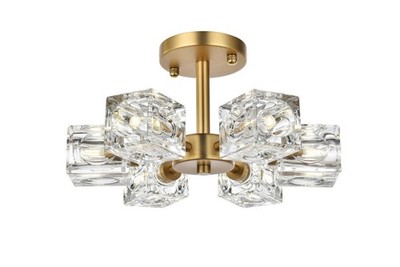 Elegant Lighting LD920F14 Lyra 6 Light 14''W Semi-Flush Ceiling - Gold