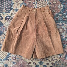 Vintage Winlit Leather Shorts Womens 10 High Rise Light Brown Western Cowboy