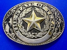 The Great State Of Texas Lone Star Vintage Commemorative Belt Buckle W USA