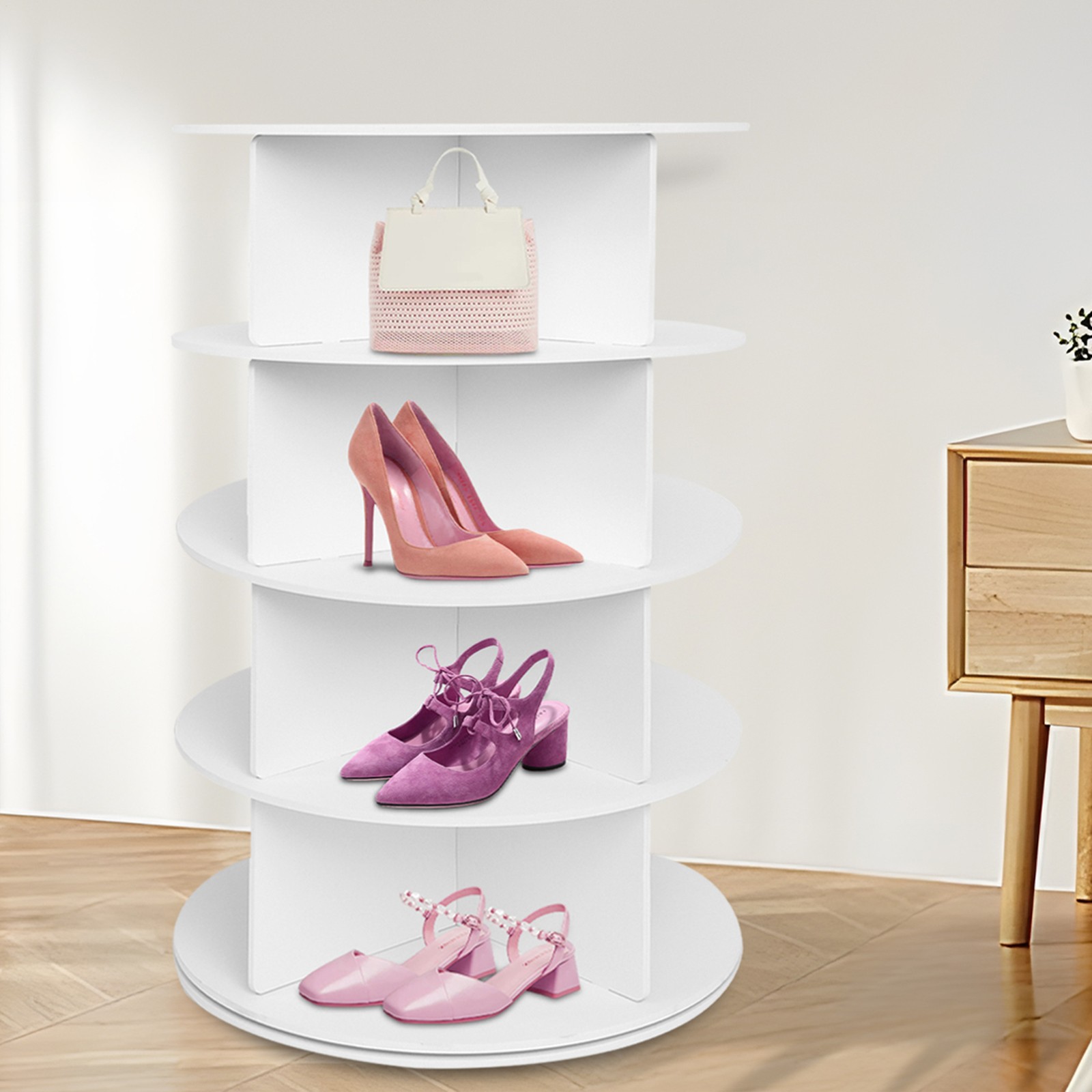 4 Tier Rotating Shoe Rack 360 Degree Rotating Shoe Tower Rack Book Organizer 
