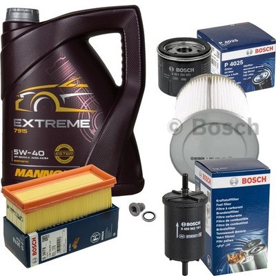 BOSCH Inspektionspaket 5 L MANNOL Extreme 5W-40 für Renault Kangoo 1.2 16V