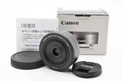 [Almost Unused] Canon EF-M 22mm f/2 STM Black Wide Angle Pancake Lens From JAPAN