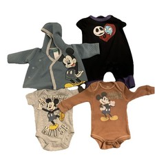 Baby Boy Disney Bundle 0-6M Mickey Mouse Hoodie Bodysuits Nightmare Xmas