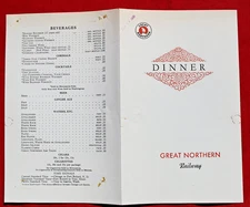 1935 Great Northern Railway Dinner Menu North West Pacific Railroad Train Dining