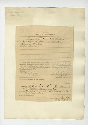 1863 Civil War Special Requisition – Army Hospital Document