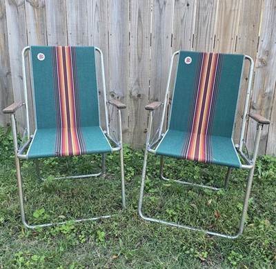 Zip Dee Vintage Retro Green Striped Airstream RV Folding Lawn