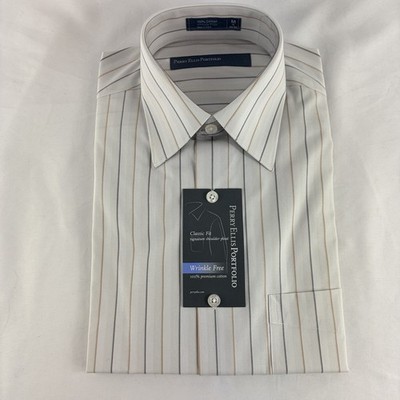 NEW Perry Ellis Portfolio Wrinkle Free Cotton Dress Shirt 15 34/35 Classic Fit