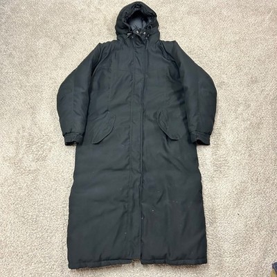 Cabelas Down Parka Jacket L Black Premier Northern Goose Down Long Hooded Coat