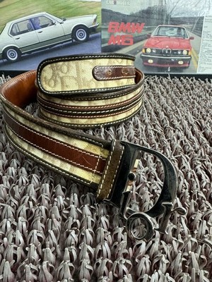 Vintage 90 s Christian Dior CD Brown Oblique Monogram Belt - 90