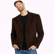 Bianchi Cambridge Suit Jacket Blazer EU52 Brown Classic Corduroy Smart Casual