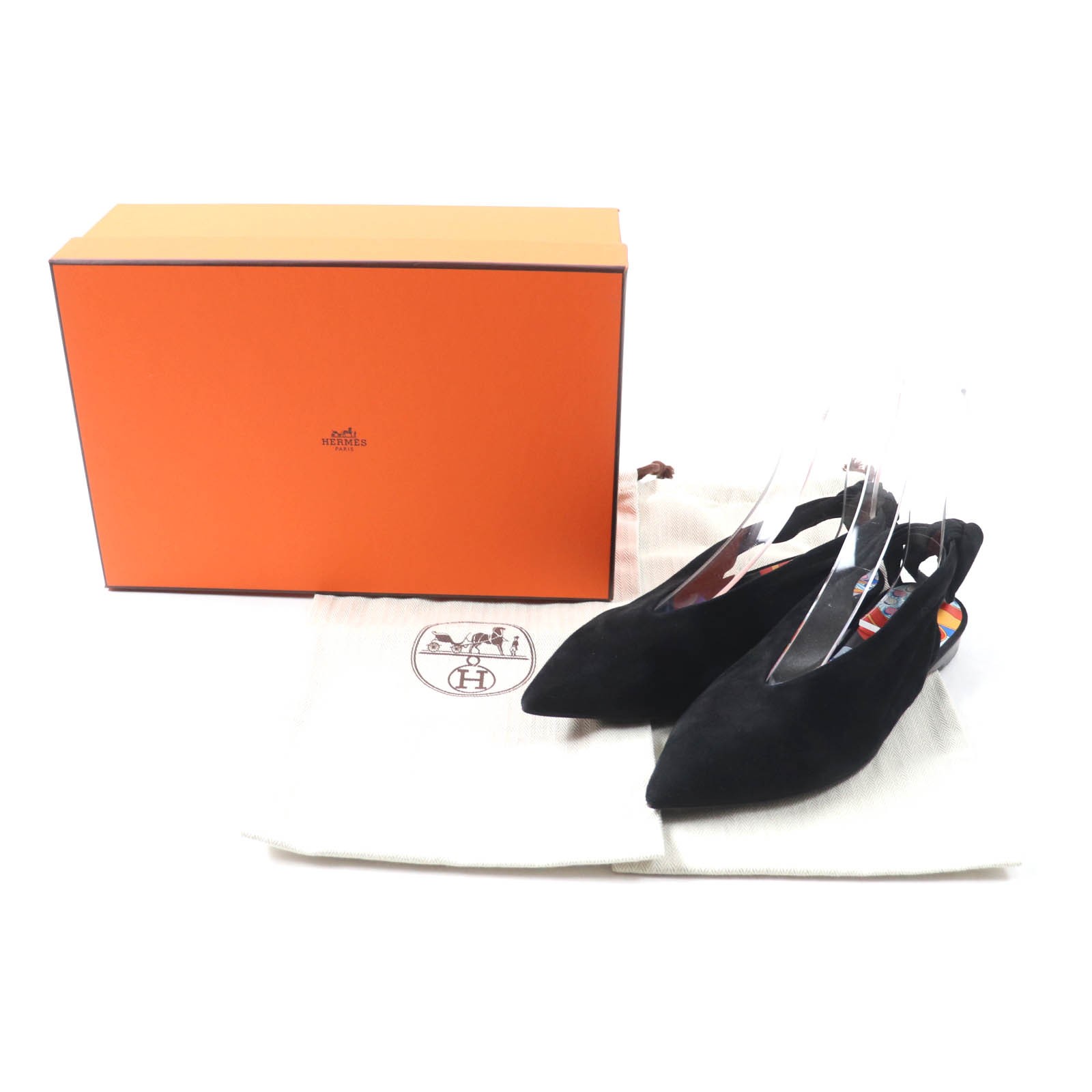 Great HERMES pumps Eva suede leather bow ballet flats black Suede leather Wo... thumbnail 2