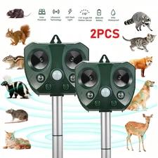 2Pc Outdoor Solar Ultrasonic Power Pest Animal Repeller Repellent Garden Cat Dog