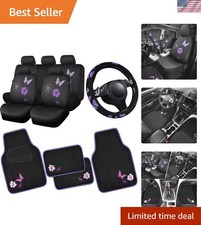Universal Cloth Butterfly Car Seat Covers Full Set Embroidered Flower Waterp... Universal Cloth Butterfly Car Seat Covers Full Set Embroidered Flower Waterp...