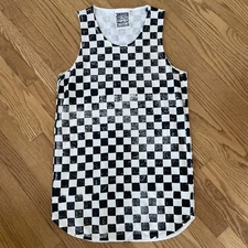 New Jungmaven Hemp Blend Checkerboard Tank Top Black White Small