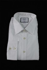 Charles Tyrwhitt Men's Slim Fit Non-Iron Twill Shirt JL3 White Size 18/36