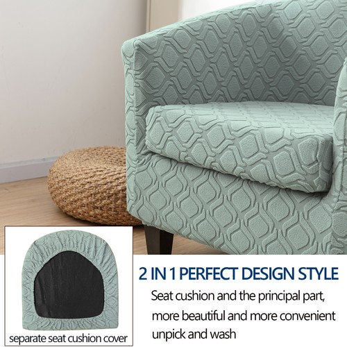 Funda de silla de bañera elástica de 2 piezas con funda de cojín - Imagen 49 de 52