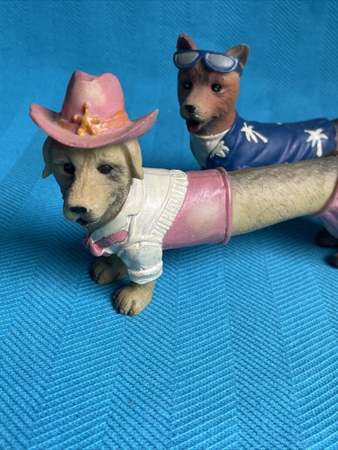 Cowgirl Pink Dachshund Weiner Hotdog Dogs Hawaii 5-0 boy SET of 2 ❤️ct39j3 - Picture 5 of 11