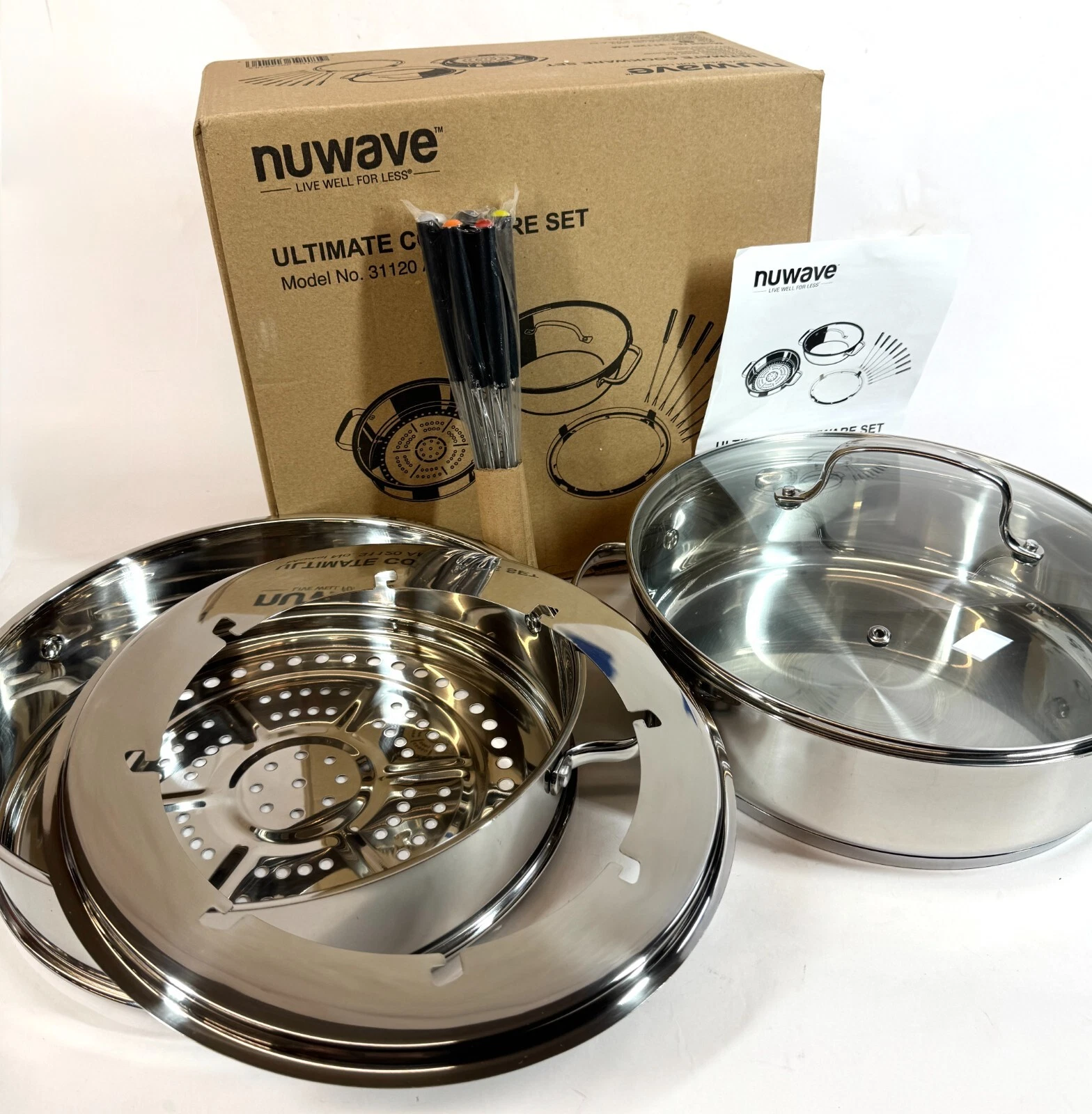 Nuwave Model 31120 Ultimate Cookware Set Stainless Steel Fondue Steamer Pot Set