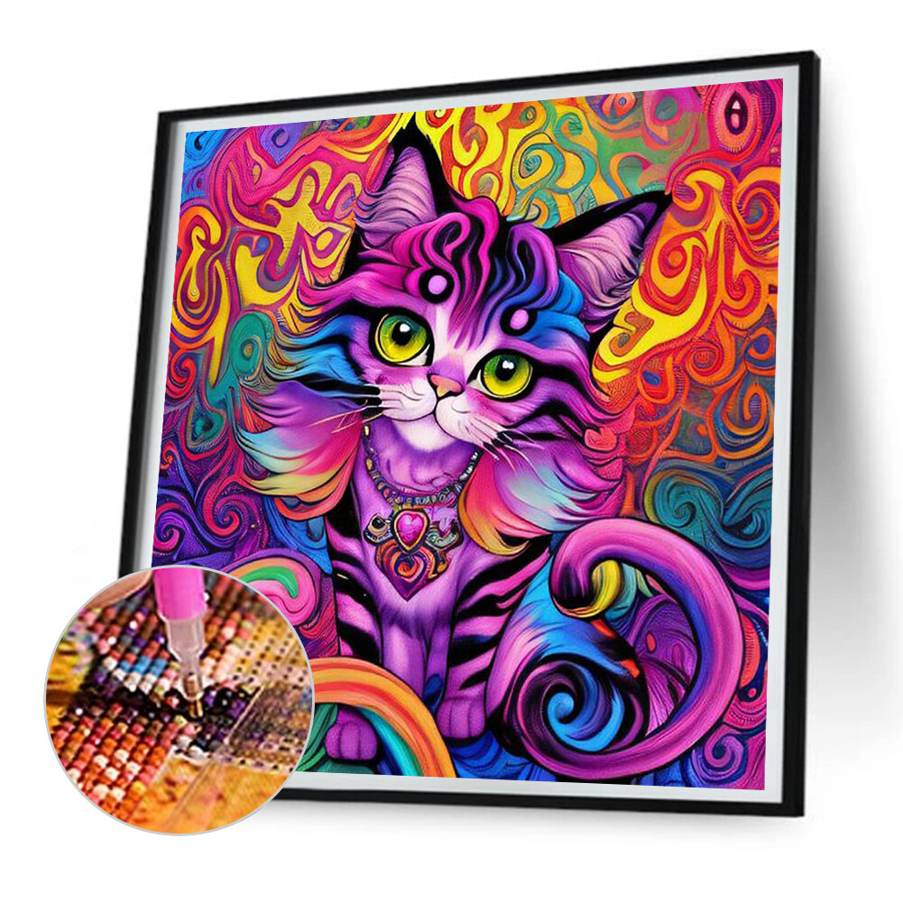5D Full Square Rhinestone Cat Picture DIY Diamond Painting Kit for Home Decor main image 0