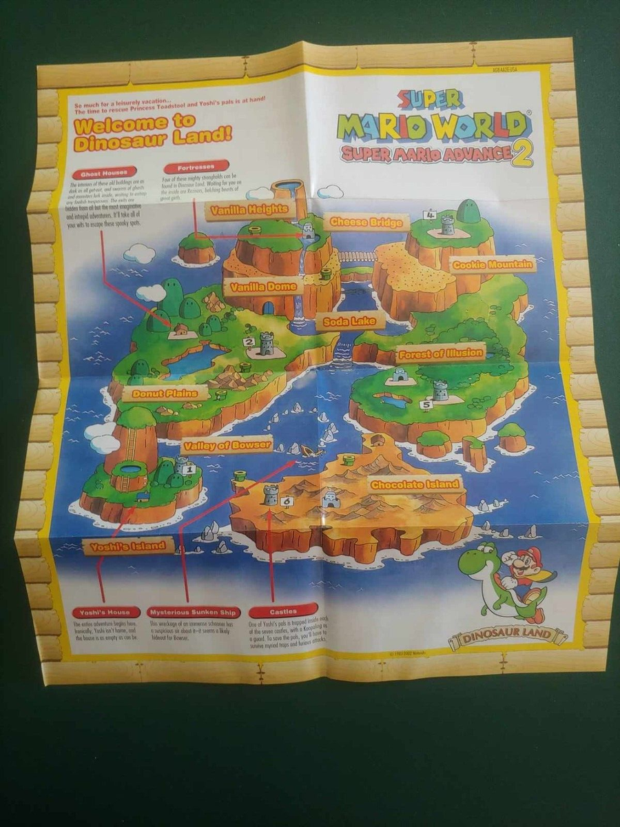 SUPER MARIO WORLD 2 Dinosaur Land Nintendo Game Boy Advance Map