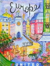 Vintage Europe Travel Poster CANVAS PRINT Paris France Van Gogh Cafe 16"X 12"