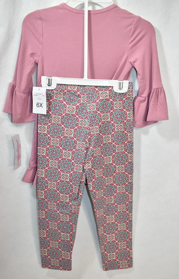Conjunto de leggings y top Bonnie Jean seis 6X rosa floral para niña Foto 2 de 4