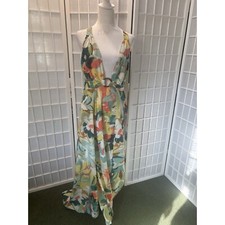 Luxxell Tropical Halter Maxi Dress Size Large Quiet Lux Chic Vacay Vibes