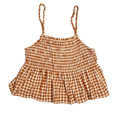 SO Sleeveless Terry Cloth Smocked Peplum Top Yellow Gingham Size Jr XXL 2XL NWT - Picture 4 of 10