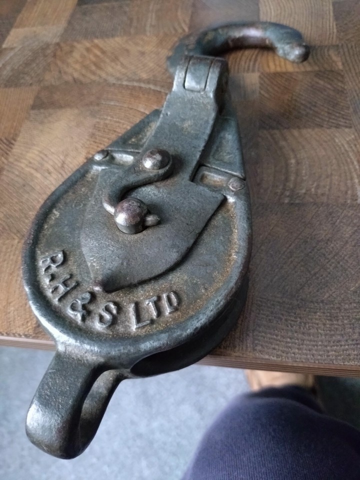 antique Pulley.R.H & S Ltd .1914 1"1/2 Rope.Single Pulley Wheel eBay