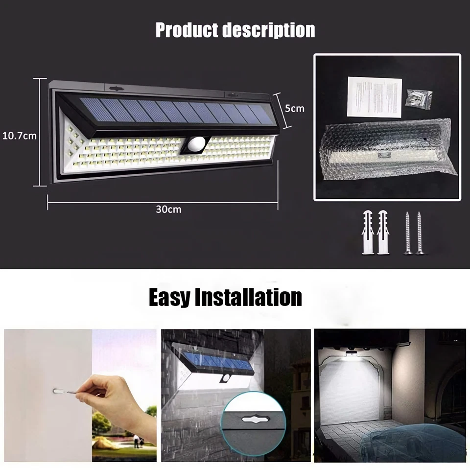 Solar Light Outdoor, 118 LEDs PIR Motion Sensor Weatherproof For Wall Fence - Image 2 of 4