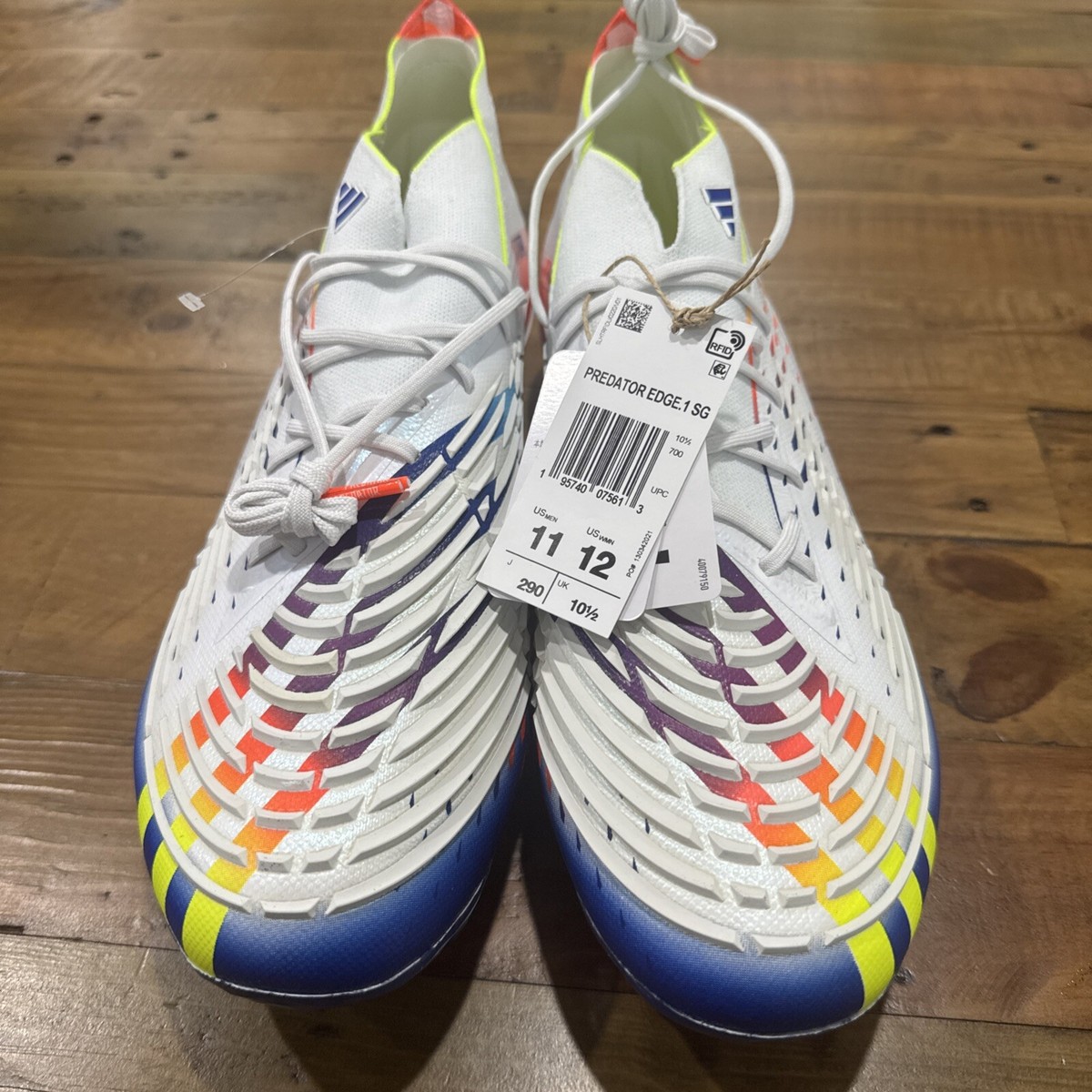Adidas Predator Edge.1 SG Al Rihla White Yellow Blue Cleats GW1021