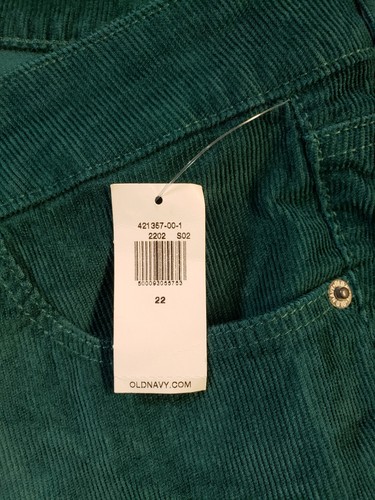 Old Navy Jeans Sz 22 Womens Green Stretch Corduroy Pants High Rise Skinny NWT - Picture 3 of 14