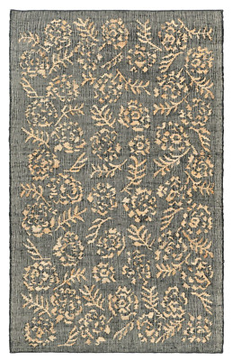 Sabine Floral Jute Teppich Juteteppich Vorleger Anthrazit/Elfenbein Carpet Ha...