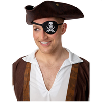Satin Piraten Augenklappe Karibik Totenkopf & Gekreuzte Knochen Erwachsene