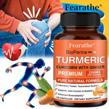 Turmeric Curcumin with Ginger - Healthy Bone  Joint Comfort - 120 Capsules