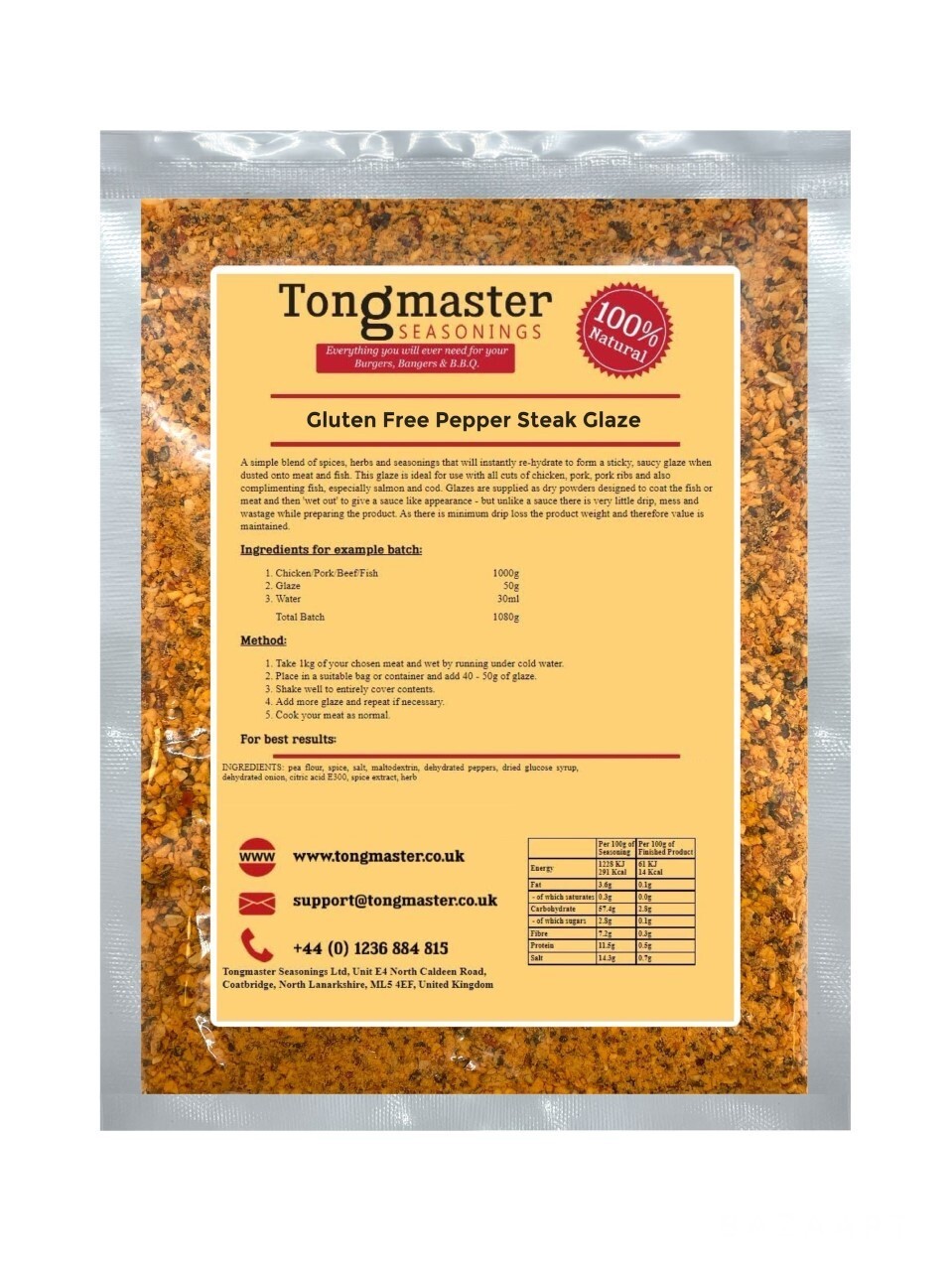Gluten Free Pepper Steak Crumb Coating - Meat Rub -  400g