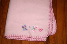 HTF Parent's Choice Pink Fleece BUTTERFLY Flower Baby Girl Blanket