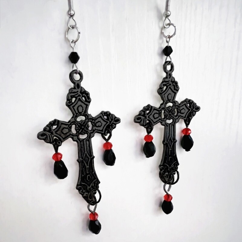 Ear Pendant Black Cross Pendant Earrings Jewelry Earrings Drop Earring for Women