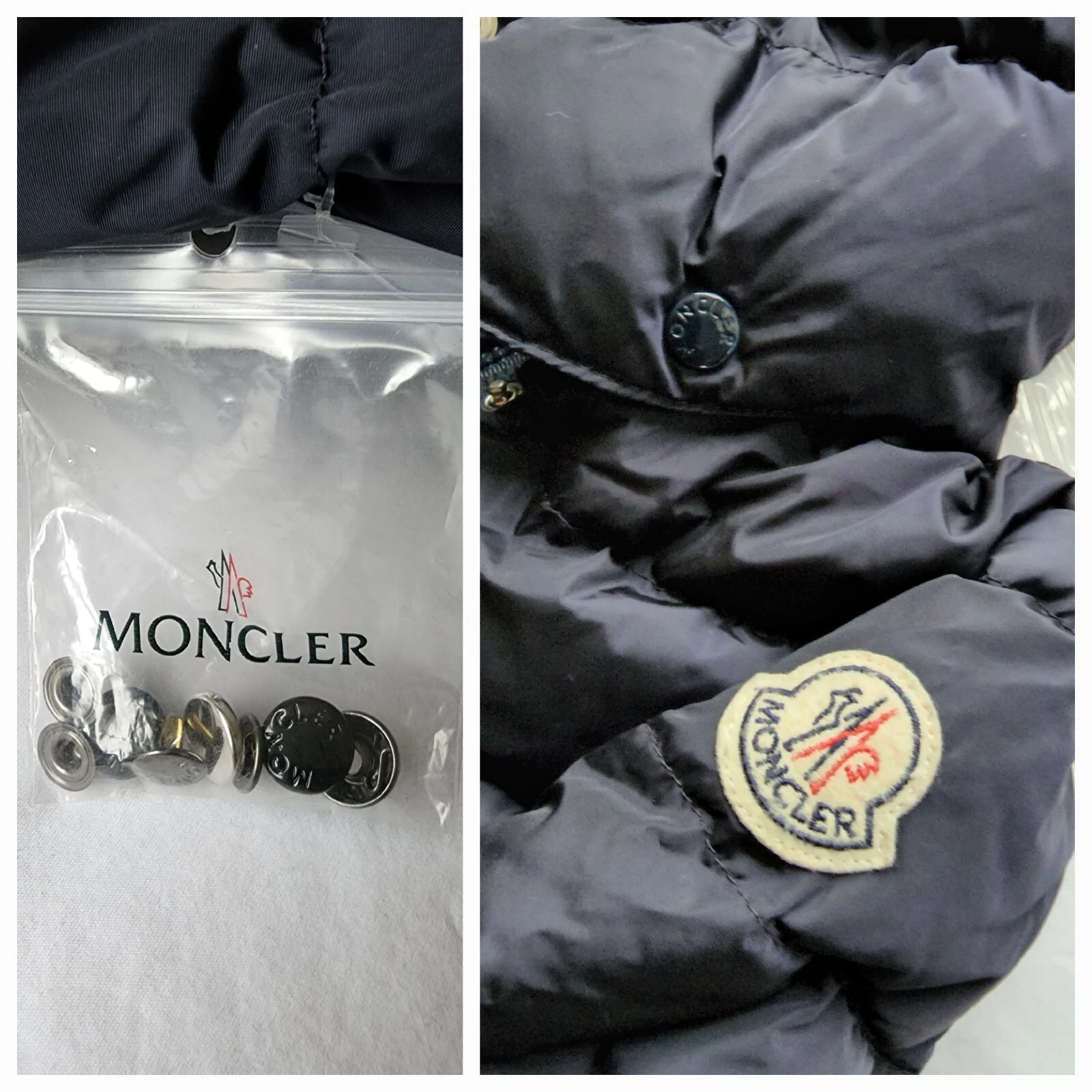 Giacca con cappuccio Moncler ragazza con pelliccia taglia 8 blu