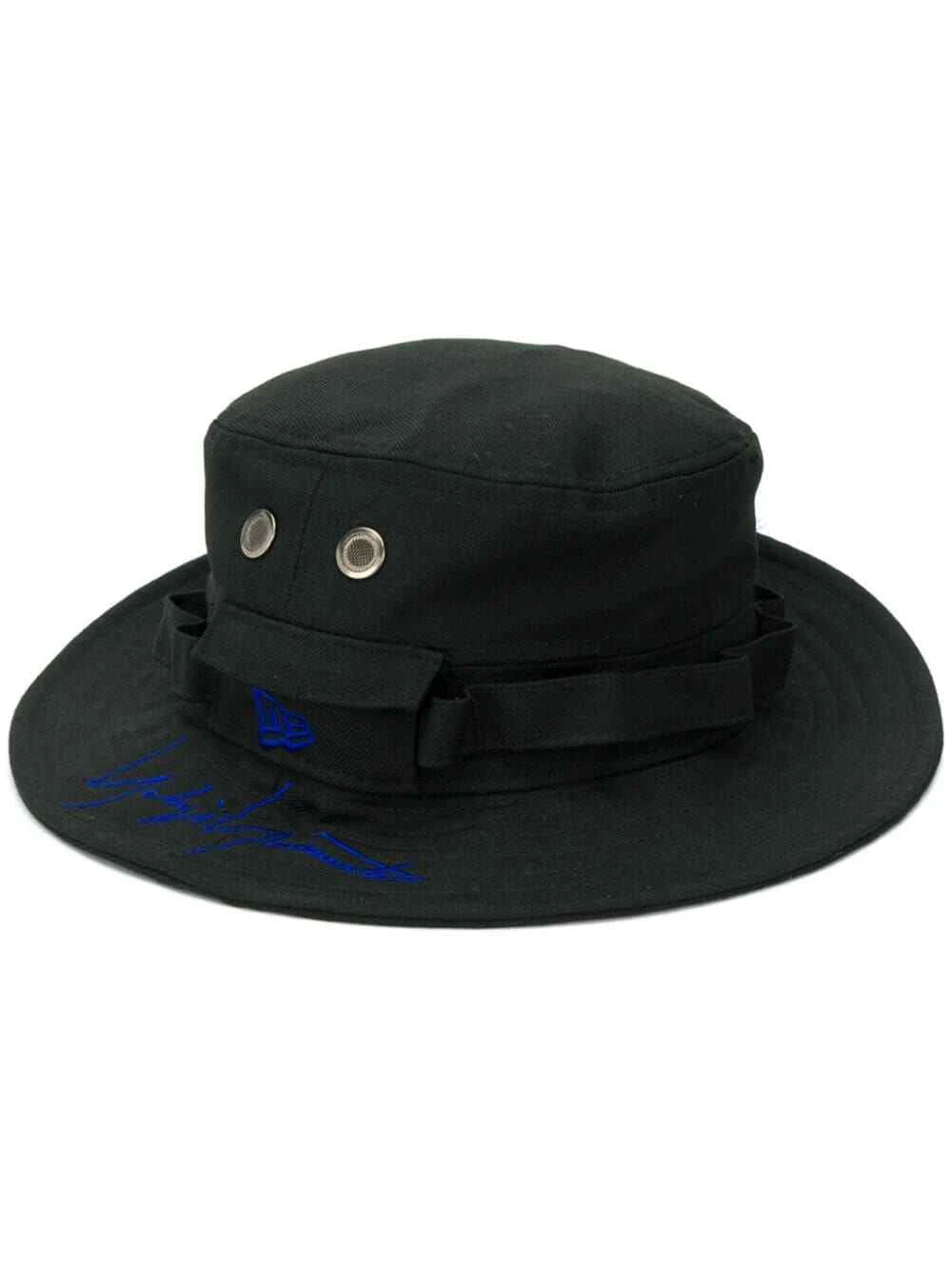 YOHJI YAMAMOTO X NEW ERA LOGO PRINTED BUCKET HAT BLACK "NWT"