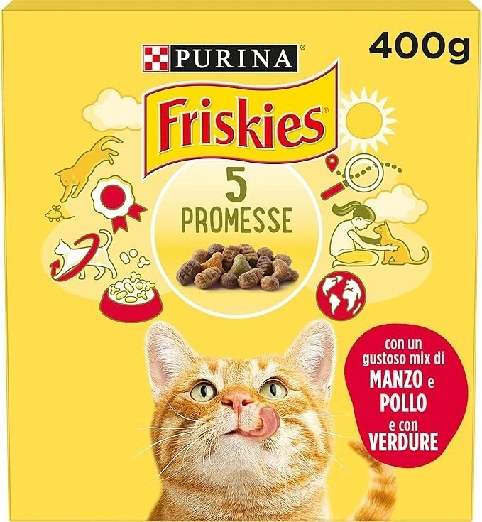 FRISKIES CROCCHETTE GATTO CROCCANTINI PER GATTI ADULTI MANZO POLLO VERDURE 400g