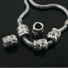 6pcs Tibetan Silver skull spacer Beads Fit European charm Bracelet L0067