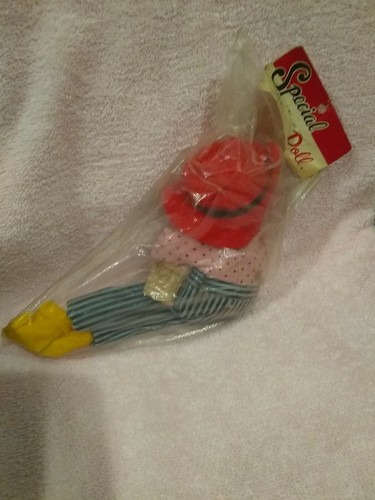 1961 Special Doll Red Hat, Black/Gray Striped Pants, Pink Shirt - New Orig Pack. - Picture 2 of 4