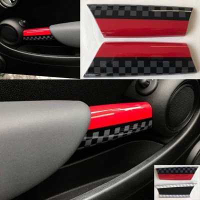 TÜRGRIFF VERKLEIDUNG  ROT KARO DESIGN passt für MINI COOPER R55 R56 R57 R58 R59 