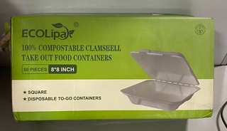 [50 PACK] Eco Friendly Clam Shell Take Out Food Container