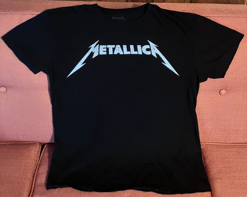 METALLICA Logo Black T-Shirt Rock Metal T-Shirt Large